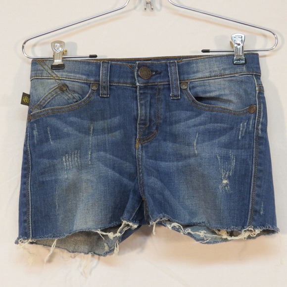 Rock & Republic Banshee Distressed Denim Cut-Off Short‎ Shorts Size 2M - Picture 2 of 3